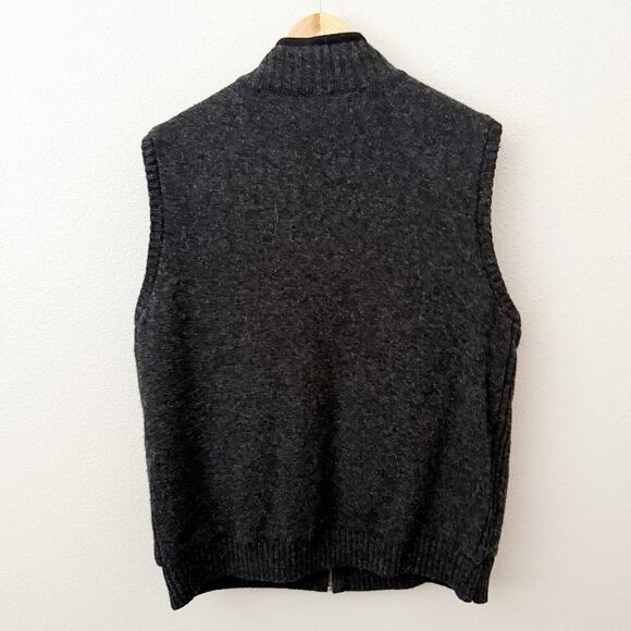 PENDLETON WOOLEN MILLS | Knit Gray Black Reversible Vest Wool Fleece | Large - Picture 5 of 5